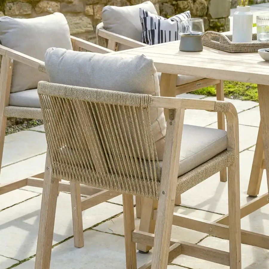 Clearance Cora Rope Bar Chair with Cushion (Pair) Rope | Wood