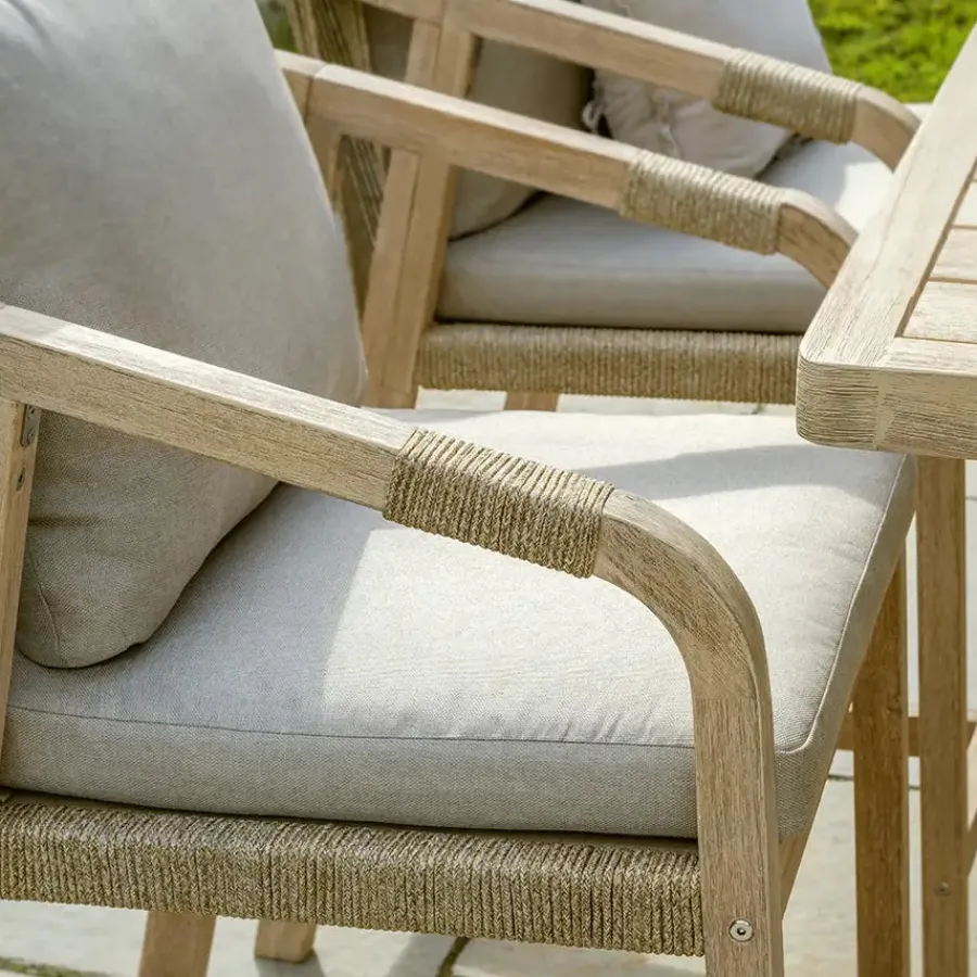 Clearance Cora Rope Bar Chair with Cushion (Pair) Rope | Wood