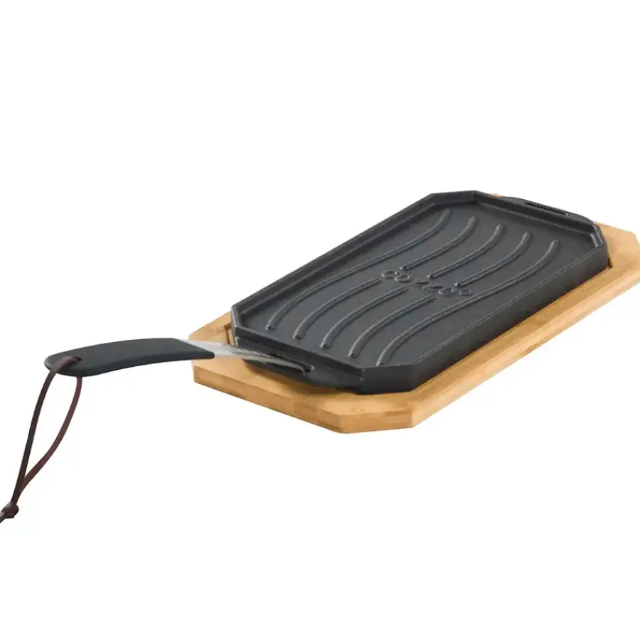 Clearance Cozze® Reversible Cast Iron Pan with Wooden Tray 165 x 330 mm Accessories