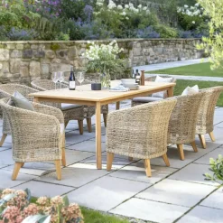 Best Durban Dining Set 8 Seat with Rectangular Wood Table 8 Seats | Rattan