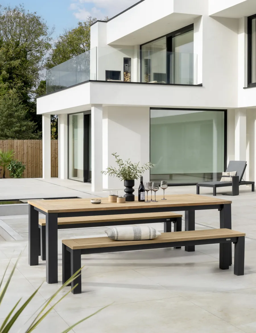 Best elba 8 Seat Dining Set with 2 x Benches and 1 x Dining Table 8 Seats | Aluminium