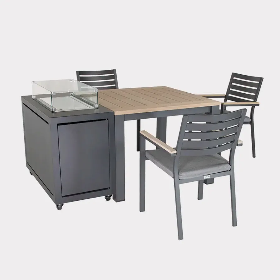 Best elba Dining Table 100x100cm - Grey Aluminium | Wood