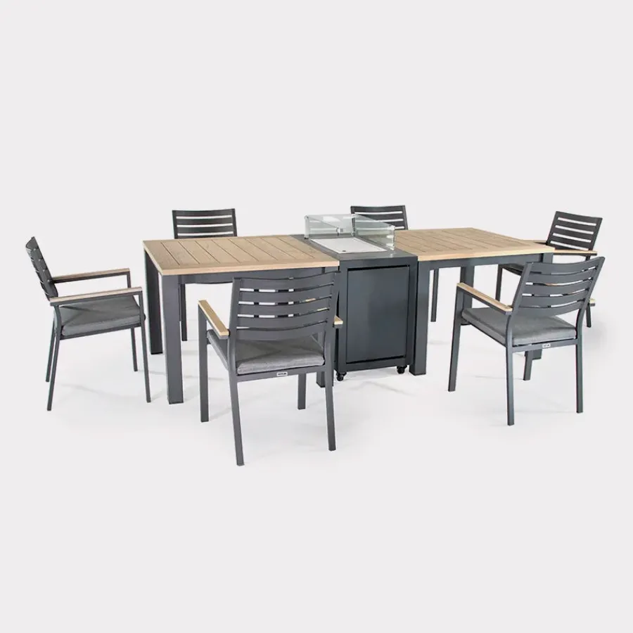 Best elba Dining Table 100x100cm - Grey Aluminium | Wood