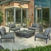 Hot elba Side Chairs with Kalos Fire Pit and Gas Bottle Storage Aluminium