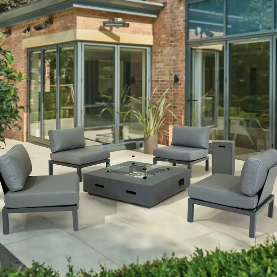 Hot elba Side Chairs with Kalos Fire Pit and Gas Bottle Storage Aluminium