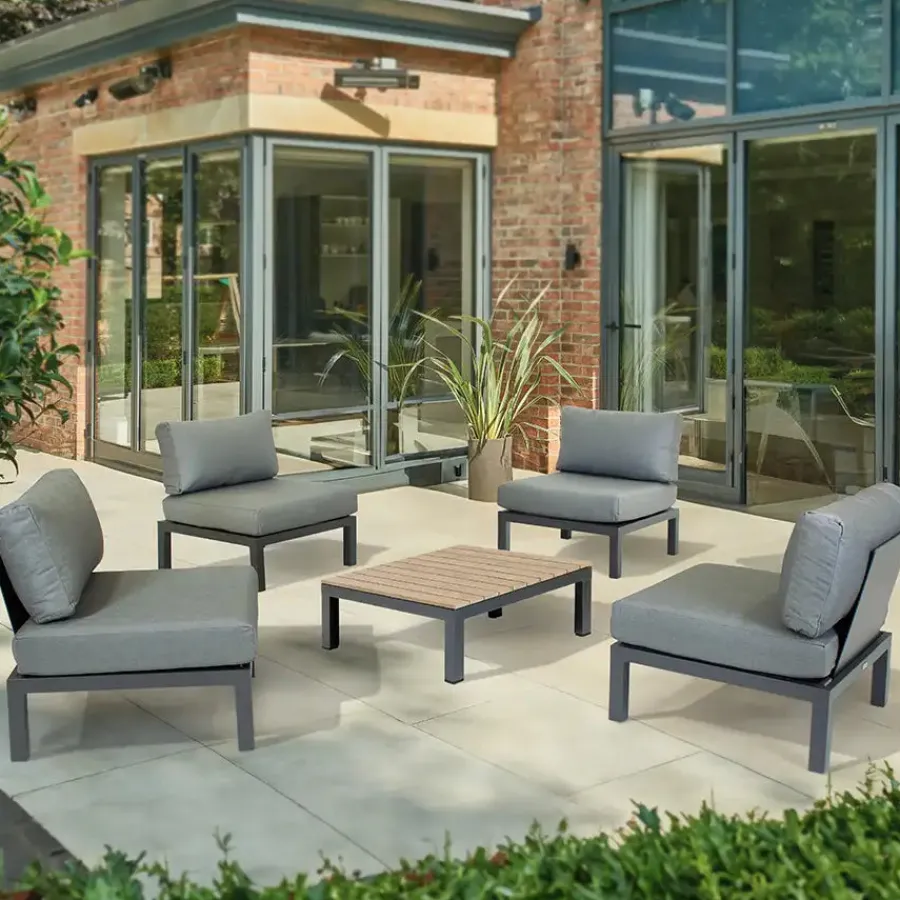 Outlet elba Side Chairs with Signature Square Coffee Table Aluminium