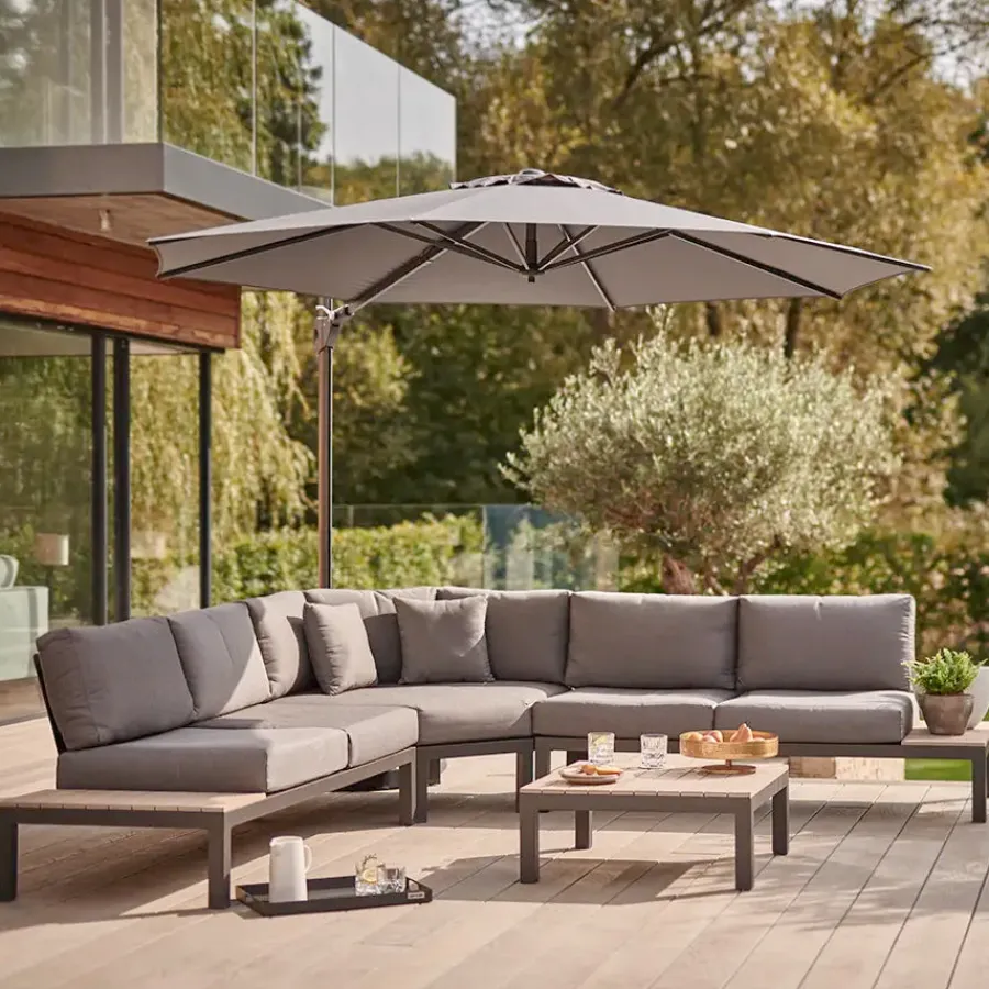 New elba Signature Low Lounge Left and Right Sofa (with Side Tables) Aluminium | Lounge Sets