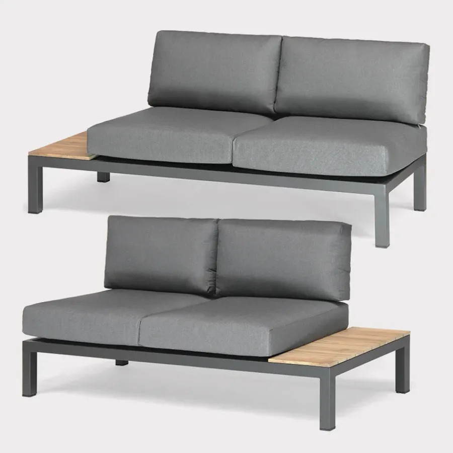 New elba Signature Low Lounge Left and Right Sofa (with Side Tables) Aluminium | Lounge Sets