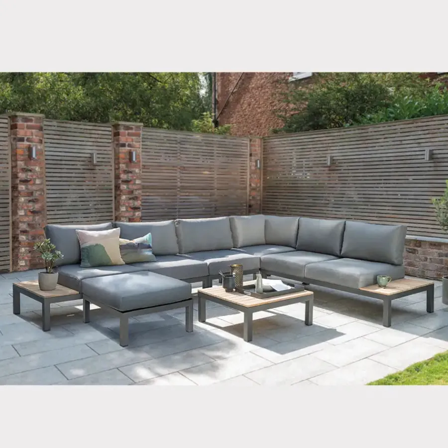 New elba Signature Low Lounge Left and Right Sofa (with Side Tables) Aluminium | Lounge Sets