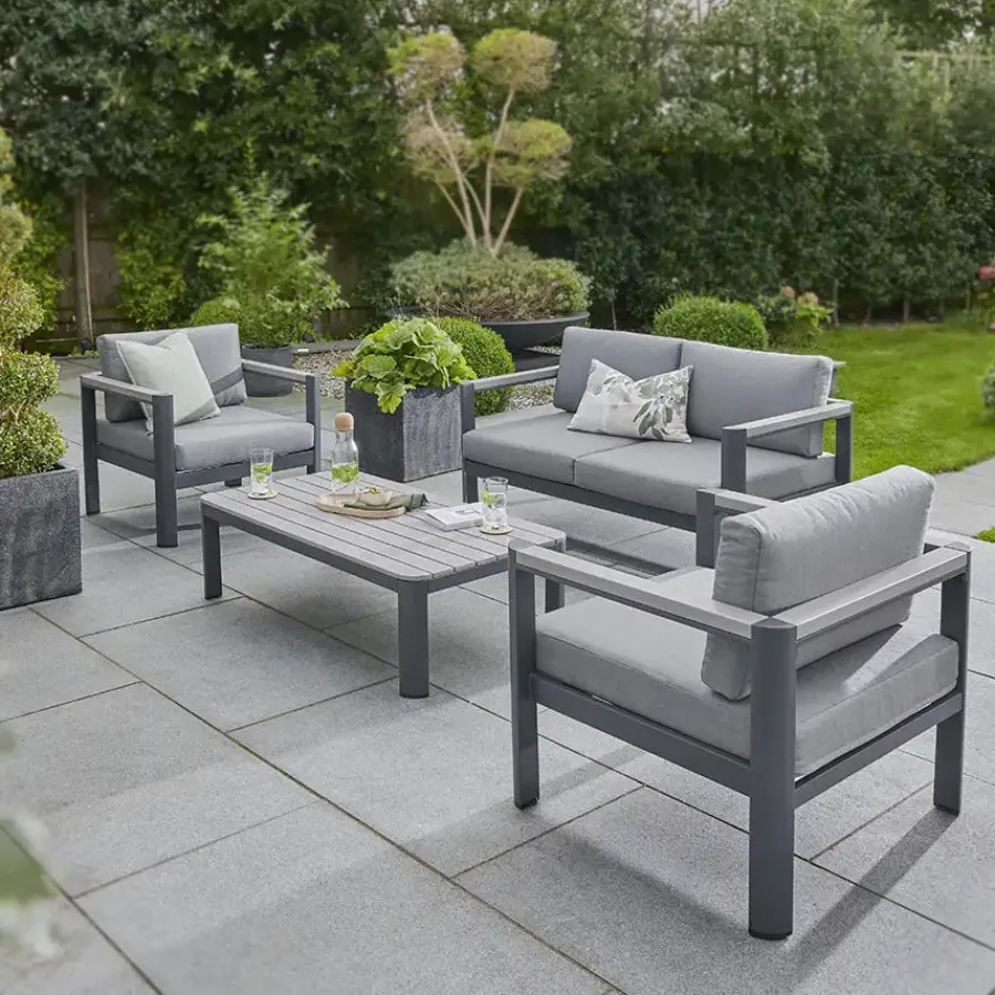 Hot Gio 4 Seat Lounge Set including Coffee Table 4 Seats | Aluminium