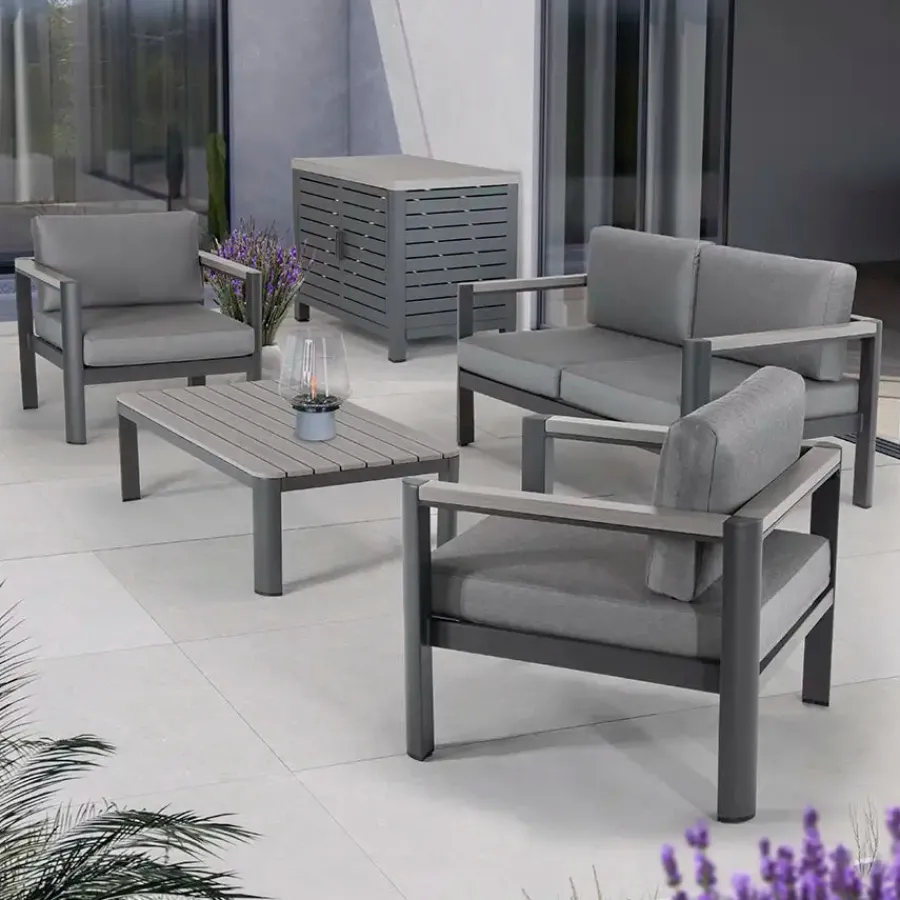 Hot Gio 4 Seat Lounge Set including Coffee Table 4 Seats | Aluminium