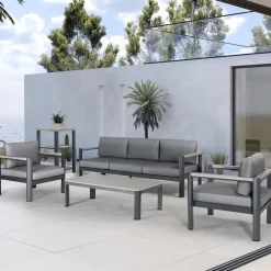 Clearance Gio 5 Seat Lounge Set including Coffee Table Aluminium | Lounge Sets