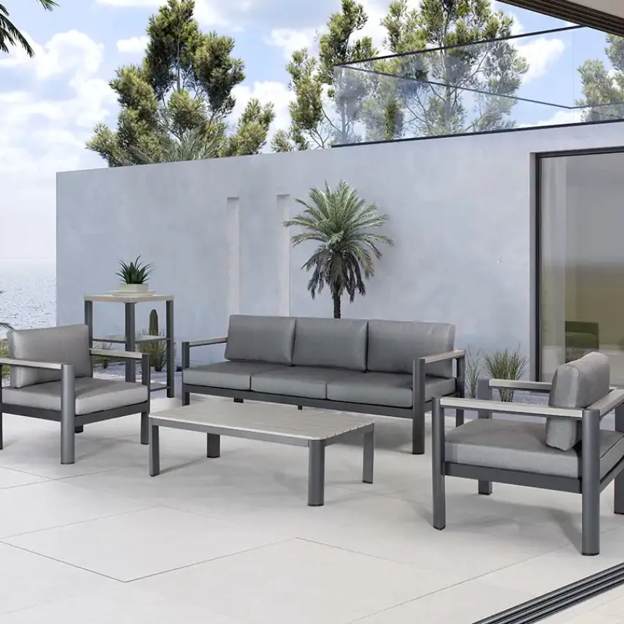 Clearance Gio 5 Seat Lounge Set including Coffee Table Aluminium | Lounge Sets