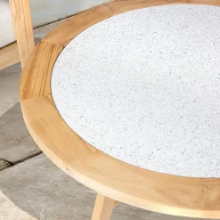 Discount Kubu Coffee Table 100cm Round Terrazzo Top Coffee Tables