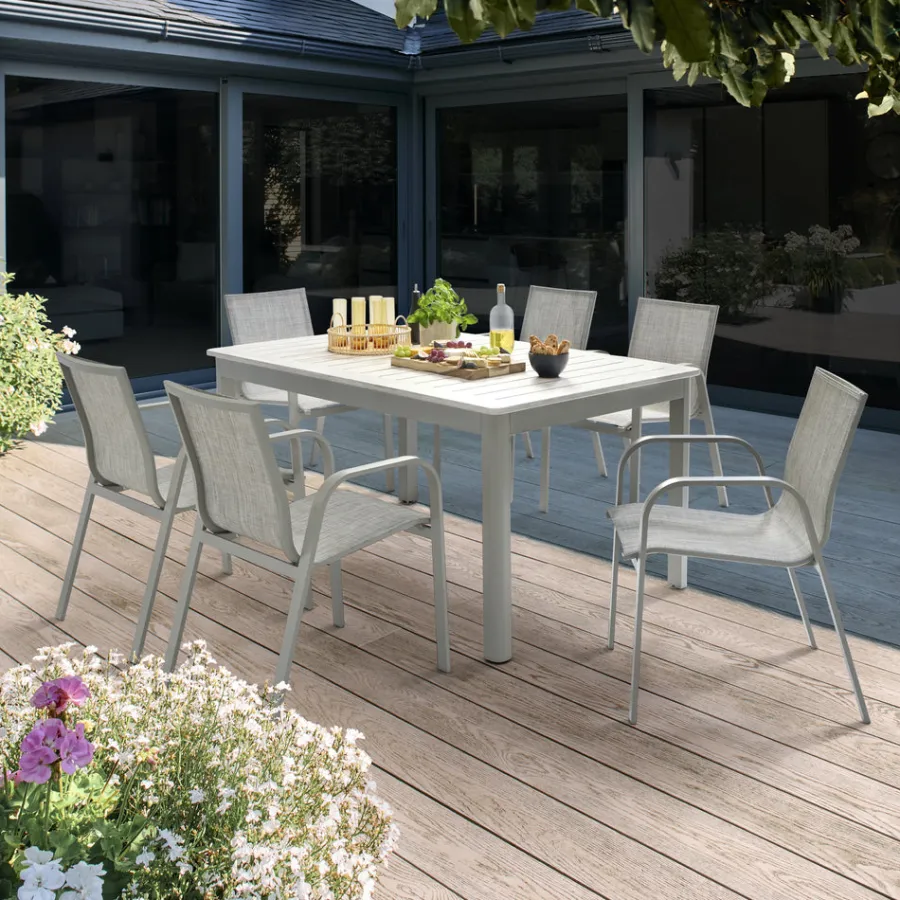 Online Lille 6 Seat Dining Set Aluminium | Dining Sets
