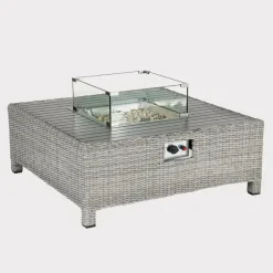 Clearance Palma Compact Set with Low Fire Pit Table and Gas Storage bottle Bowls & Tables | Rattan