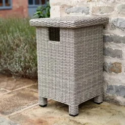 Clearance Palma Compact Set with Low Fire Pit Table and Gas Storage bottle Bowls & Tables | Rattan