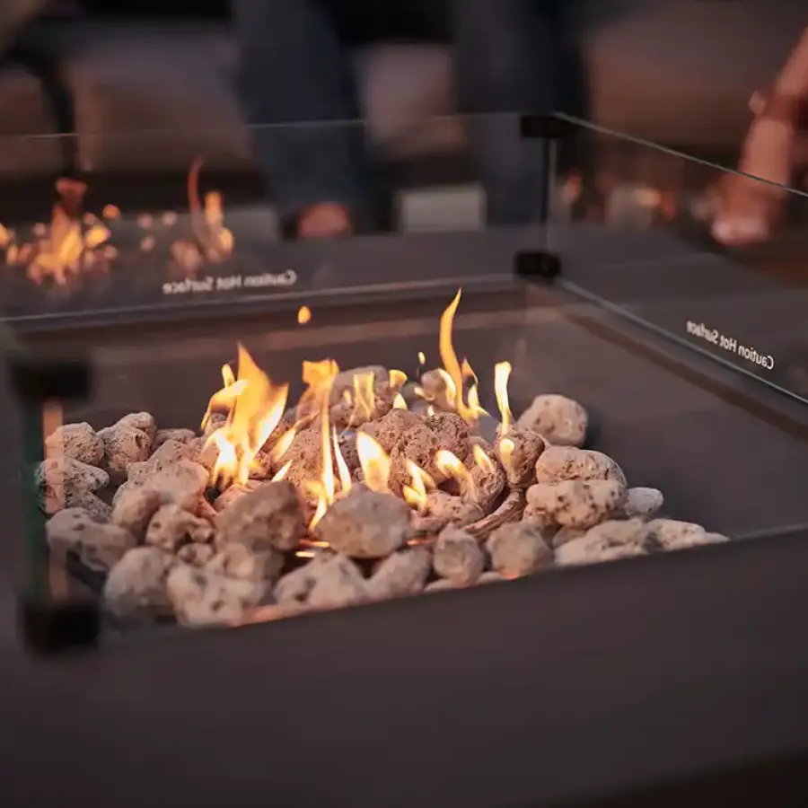 New Palma Corner Sofa with Kalos Universal Fire Pit Table & Free Gas Bottle Storage Rattan | Lounge Sets