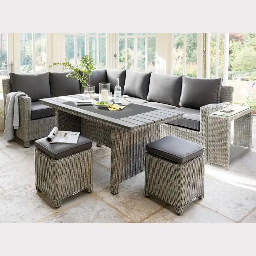 Best Palma Dark Oak Slat Top Table Tables | Dining Tables