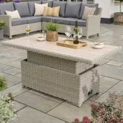 Clearance Palma High/Low Table with Alu Slat Top Tables | Dining Tables