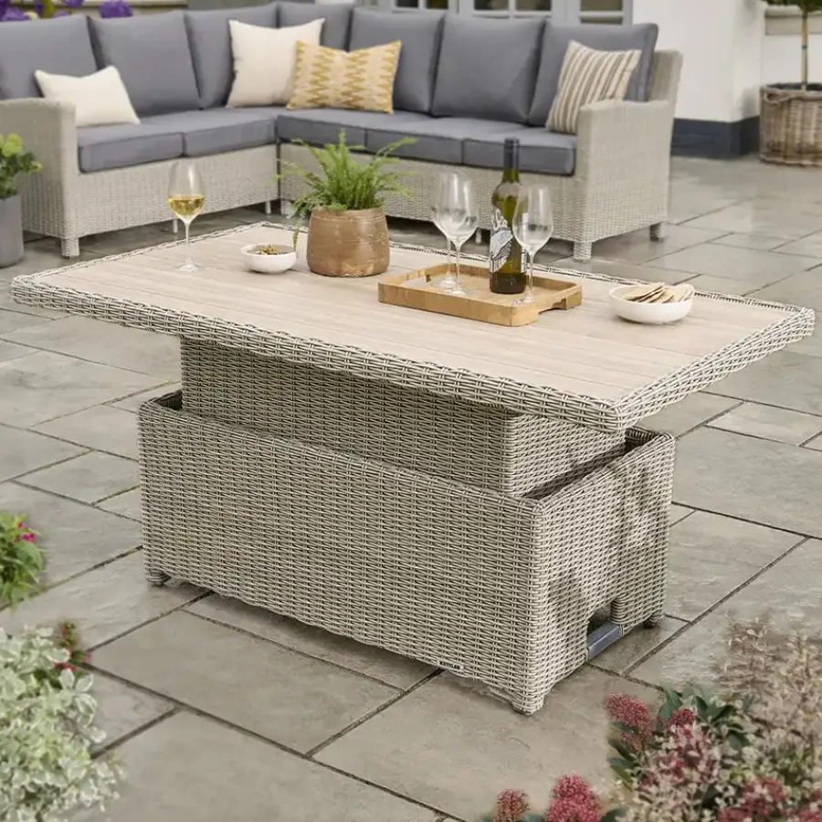 Clearance Palma High/Low Table with Alu Slat Top Tables | Dining Tables