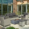 Online Palma Lounge Sofa Set with Universal Fire Pit Coffee Table Rattan | Lounge Sets