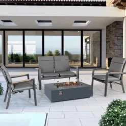 Online Surf Active Outdoor Lounge Set with Kalos Fire Pit Coffee Table Bowls & Tables | Aluminium